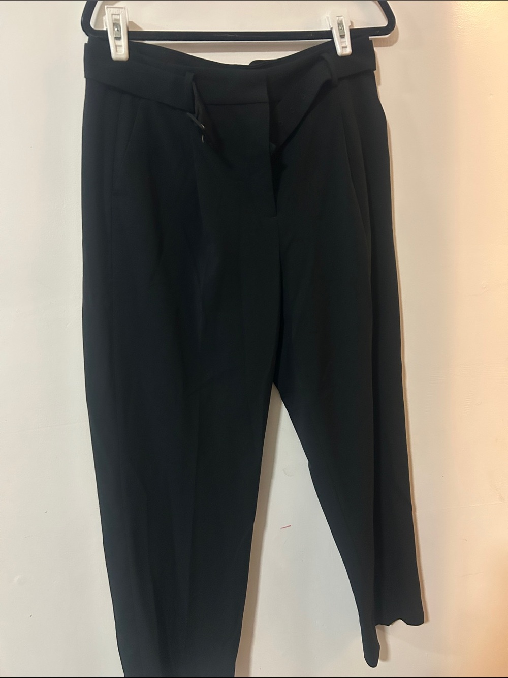 J. Crew Black High-Waist Pleated Trousers